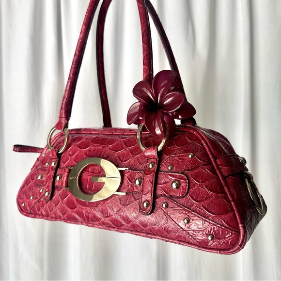 Guess Faux Leather Croc-Embossed Shoulder Bag - Picture 1 of 12